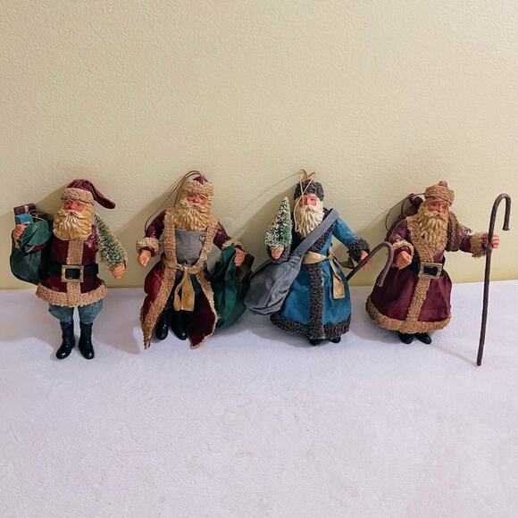 4 Vintage Kurt Adler Vintage Paper Mache Old World Santa Christmas Ornaments - Picture 2 of 15